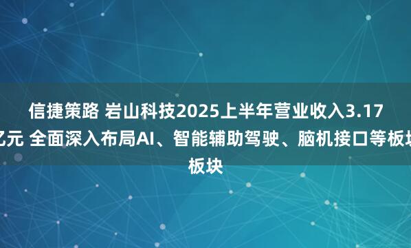 信捷策路 岩山科技2025上半年营业收入3.17亿元 全面深入布局AI、智能辅助驾驶、脑机接口等板块